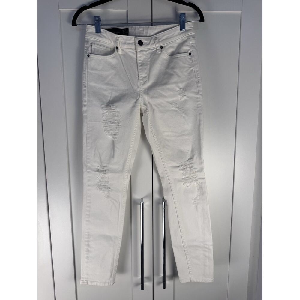 Armani Exchange A|X White Distressed Skinny Jeans Cropped Size 26 Casual Preppy